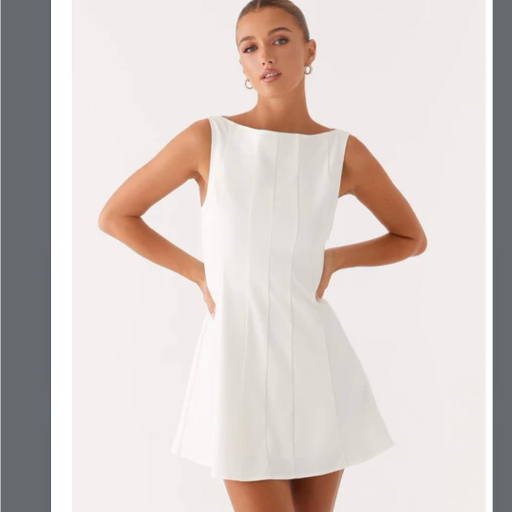 Peppermayo White Sleeveless A-Line Mini Dress